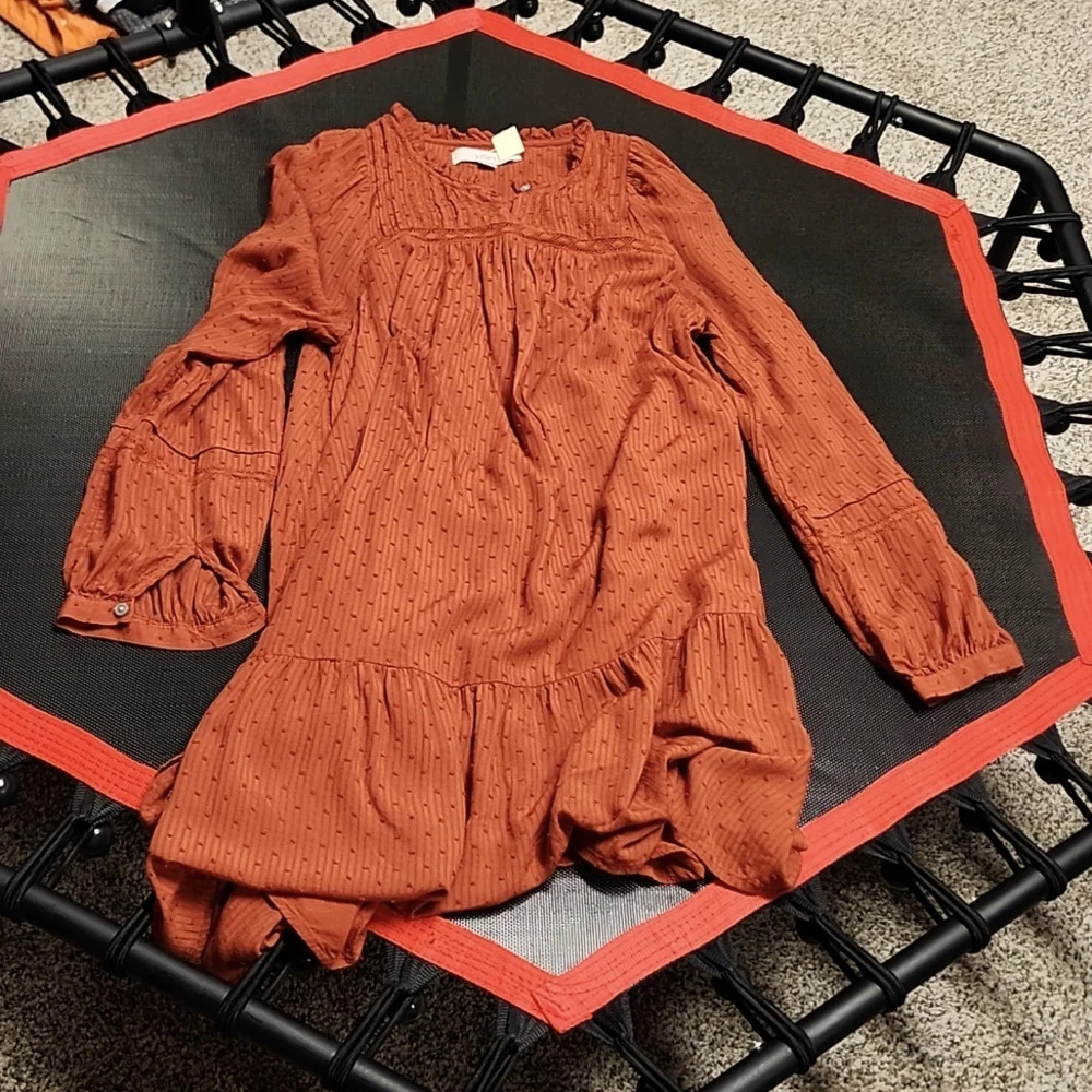 Loft dress size S rust color cute features box #5